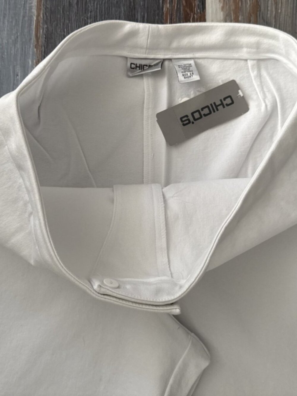 Chicos Wide Leg Stunning Stretch Pants Womens 2.5 Short White Takara Chino NEW - Picture 4 of 9